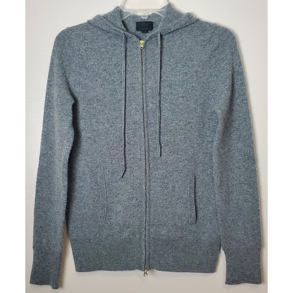 j crew Sweaters - J Crew Collection Italian Cashmere Sweater Full Zip Hoodie Small Gray Luxury